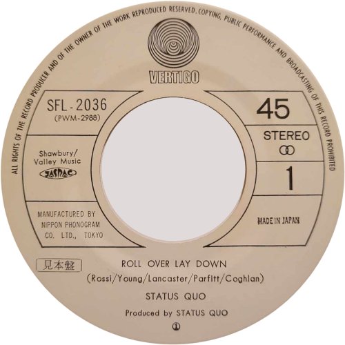 ROLL OVER LAY DOWN (LIVE) Promo Label Side A