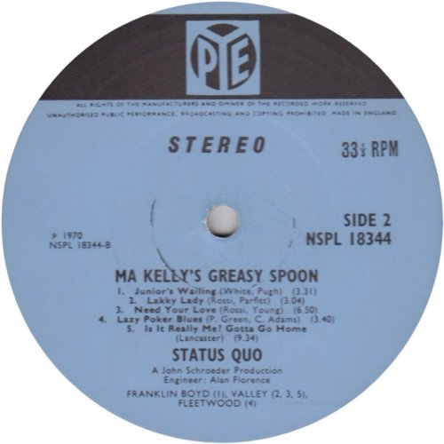 MA KELLY'S GREASY SPOON First Issue - Blue Pye Label Side B