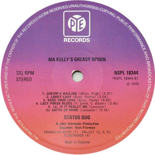 MA KELLY'S GREASY SPOON Reissue - Purple Pye Label v1 Side B