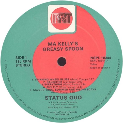 MA KELLY'S GREASY SPOON Reissue - Green / Red PRT label v2 Side A
