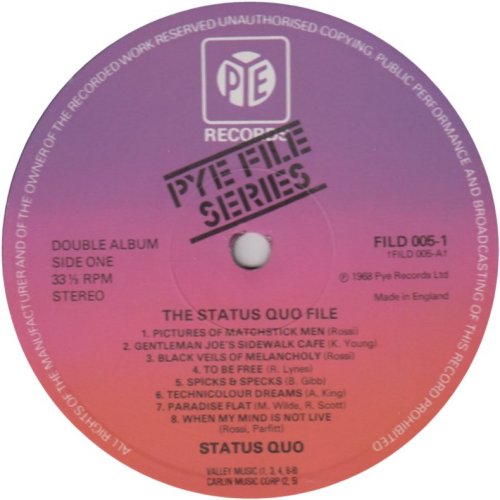 THE FILE SERIES First Edition - Purple / Red Label - Disc 1 Side A