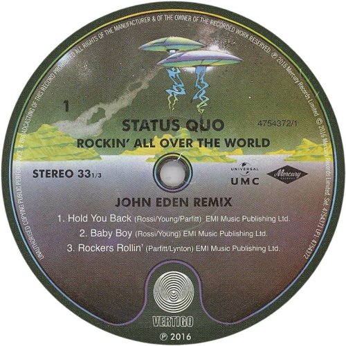 ROCKIN' ALL OVER THE WORLD (JOHN EDEN RE-MIX) Label: Disc 1 Side A