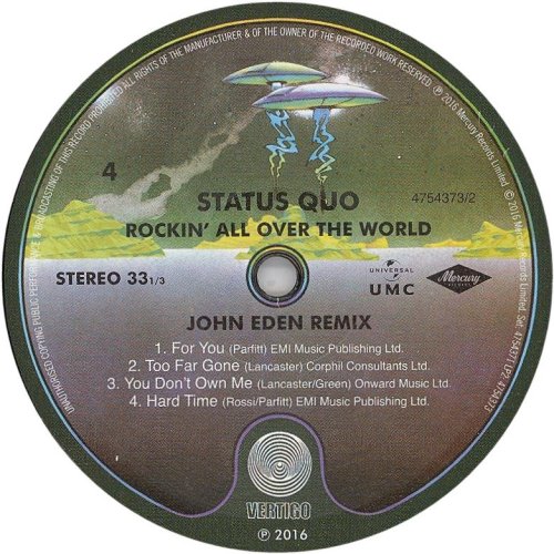 ROCKIN' ALL OVER THE WORLD (JOHN EDEN RE-MIX) Label: Disc 2 Side B