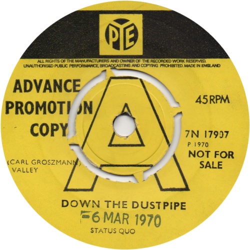 DOWN THE DUSTPIPE Promo: Push-out centre Side A