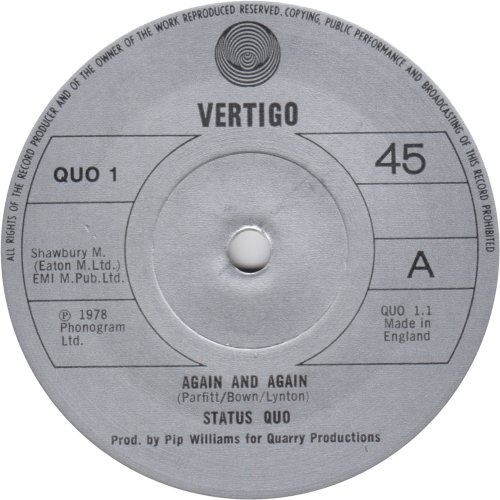 AGAIN AND AGAIN Standard issue: Silver Paper Label with solid centre Side A