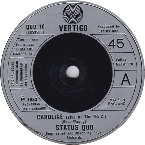 CAROLINE (LIVE AT THE NEC) Silver Injection Label Side A