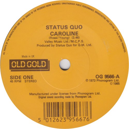CAROLINE (Old Gold Reissue) Old Gold Reissue with 