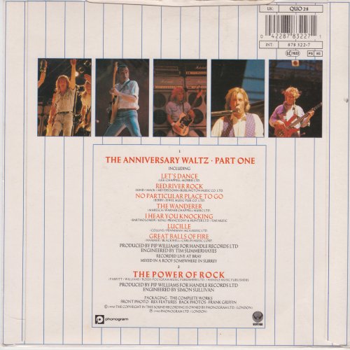 ANNIVERSARY WALTZ PART ONE Standard Picture Sleeve - 1st issue Rear