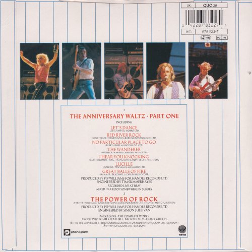 ANNIVERSARY WALTZ PART ONE Standard Picture Sleeve - 2nd issue Rear