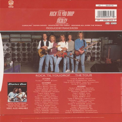 ROCK 'TIL YOU DROP Promo sleeve (Standard Picture Sleeve with radio sticker) Rear