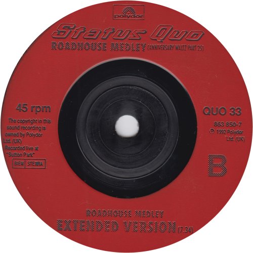 ROADHOUSE MEDLEY Red Injection label Side B
