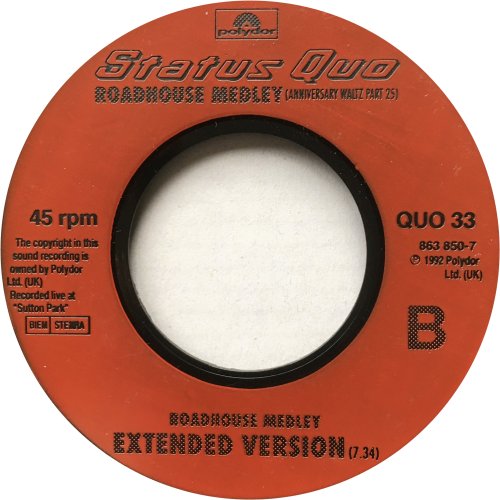 ROADHOUSE MEDLEY Jukebox issue - Red Injection label Side B