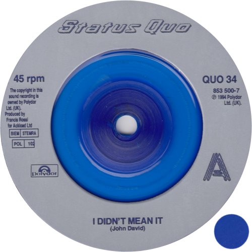 I DIDN'T MEAN IT Ltd Edition Blue Translucent Vinyl Side A