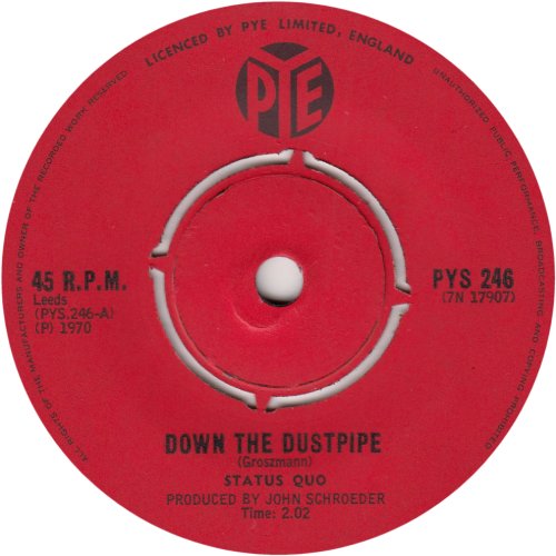 DOWN THE DUSTPIPE South Africa Label 4 Side A