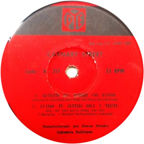 CARNABY STREET E.P. (PICTURES OF MATCHSTICK MEN) 1st Issue Label Side A