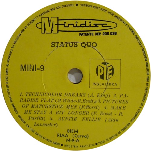 STATUS QUO / KINKS EP Yellow Label v2 Side A