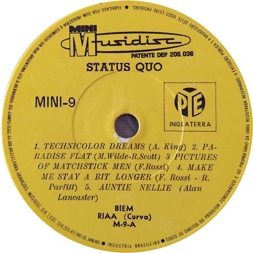 STATUS QUO / KINKS EP Yellow Label V3 Label