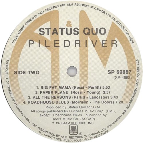 PILEDRIVER (REISSUE) Reissue Label Side B