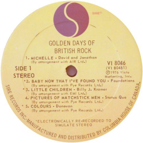 GOLDEN DAYS OF BRITISH ROCK Label - Disc 1 Side A