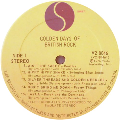 GOLDEN DAYS OF BRITISH ROCK Label - Disc 2 Side A