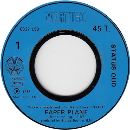 PAPER PLANE (PROMO) Blue Injection Label Side A
