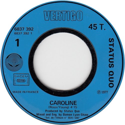 CAROLINE (LIVE) Blue Injection Label Side A