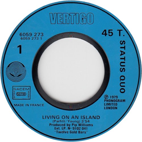 LIVING ON AN ISLAND Blue Injection Label Side A