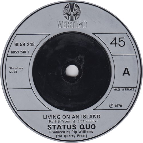 LIVING ON AN ISLAND Silver Injection Label for UK Side A
