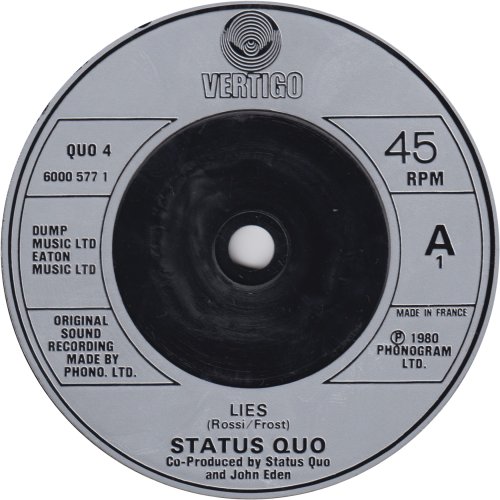 LIES (MADE IN FRANCE FOR UK) Silver Injection Label for UK Side A