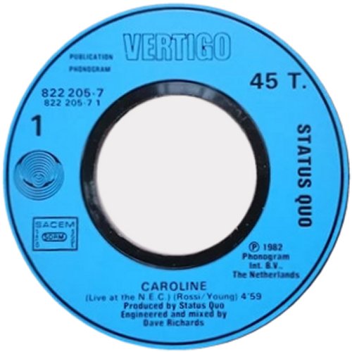 CAROLINE (LIVE AT THE NEC) Blue Injection Label Side A