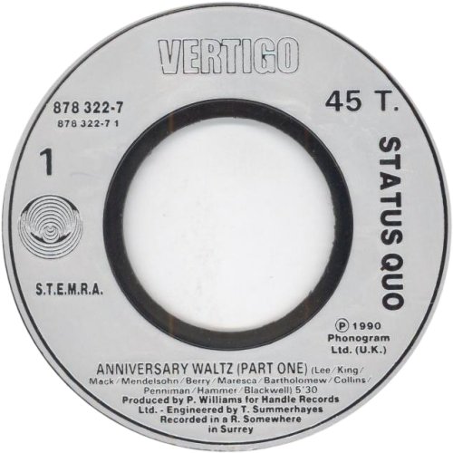 ANNIVERSARY WALTZ PART ONE Silver Injection Label Side A