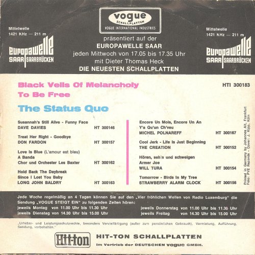 BLACK VEILS OF MELANCHOLY Picture Sleeve Rear