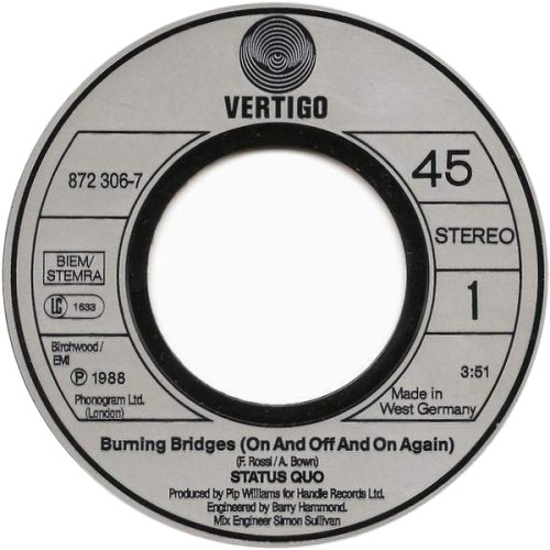 BURNING BRIDGES (ON AND OFF AND ON AGAIN) Label Side A