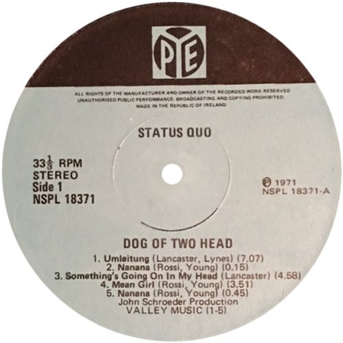 DOG OF TWO HEAD Label Side B