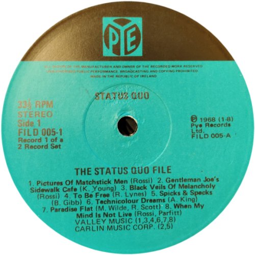 THE FILE SERIES Turquoise Label - Disc 1 Label