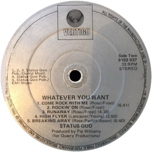 WHATEVER YOU WANT Label Side B