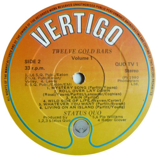 12 GOLD BARS VOLUME TWO (AND ONE) Label - Disc 1 Side B