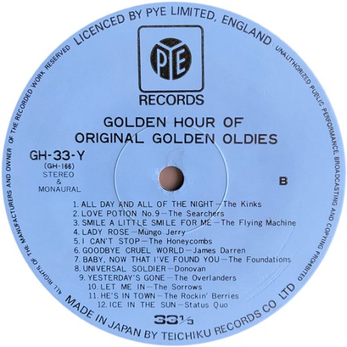 GOLDEN HOUR OF ORIGINAL GOLDEN OLDIES Blue Label Side B