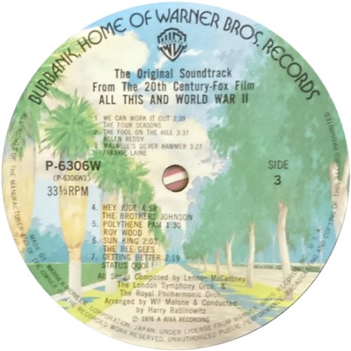 ALL THIS AND WORLD WAR II Label Disc 2 Side A