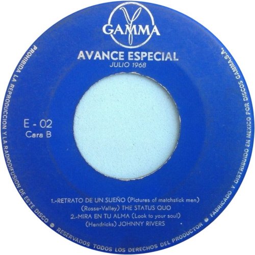 AVANCE ESPECIAL JULIO 1968 Blue Label Promo Side B