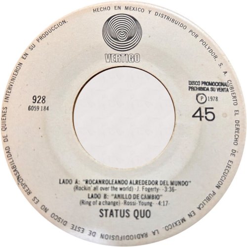 ROCKIN' ALL OVER THE WORLD Promo Side B