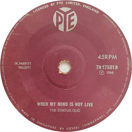 SINGAPORE: ICE IN THE SUN Label Side B