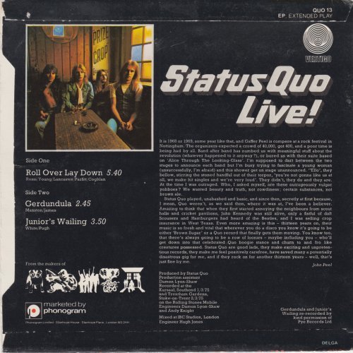 ROLL OVER LAY DOWN (LIVE) UK Sleeve Rear