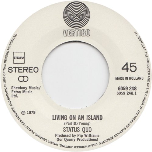 LIVING ON AN ISLAND / RUNAWAY Label Side A