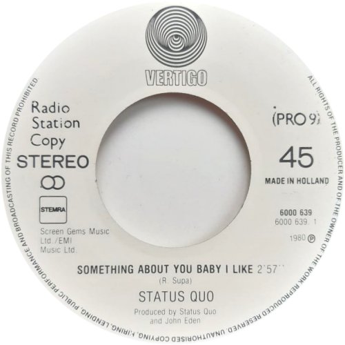 SOMETHING ABOUT YOU BABY I LIKE Promo Label Side A