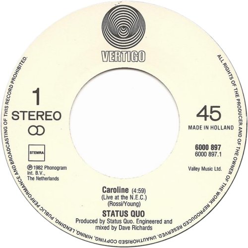 CAROLINE (LIVE AT THE NEC) Label Side A