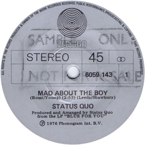 MAD ABOUT THE BOY Promo Stamped Label Side A