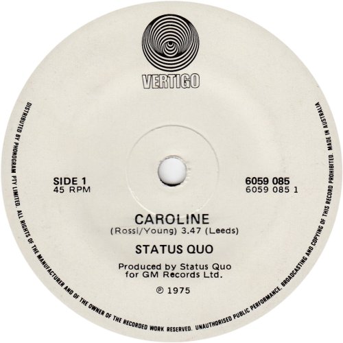 CAROLINE (REISSUE) Label Side A