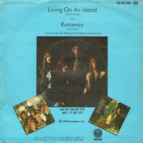 LIVING ON AN ISLAND Picture Sleeve Rear