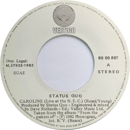 CAROLINE (LIVE AT NEC) Label Side A